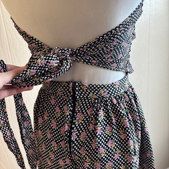 Vintage Betsey Johnson Floral Polka Dot Tie Back Apron Style Sun Dress Y2K - Picture 11 of 12
